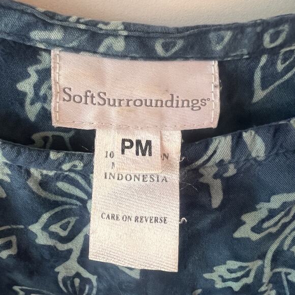 Soft Surroundings Navy‎ Floral Print Cold Shoulder Maxi Dress - Picture 4 of 6